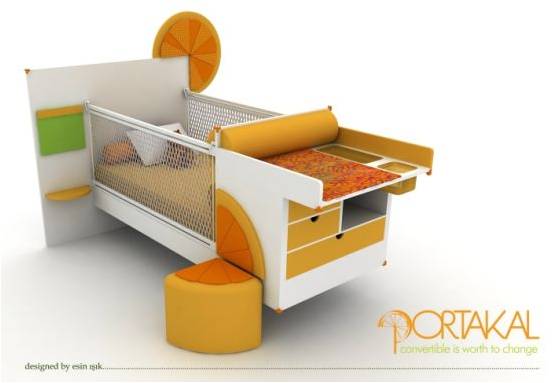 "Апельсиновая" кровать-трансформер для детей