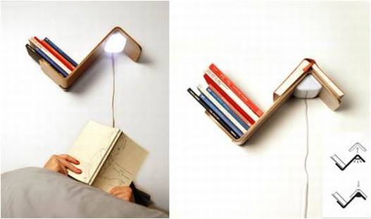 Книжные полки со встроенным светильником