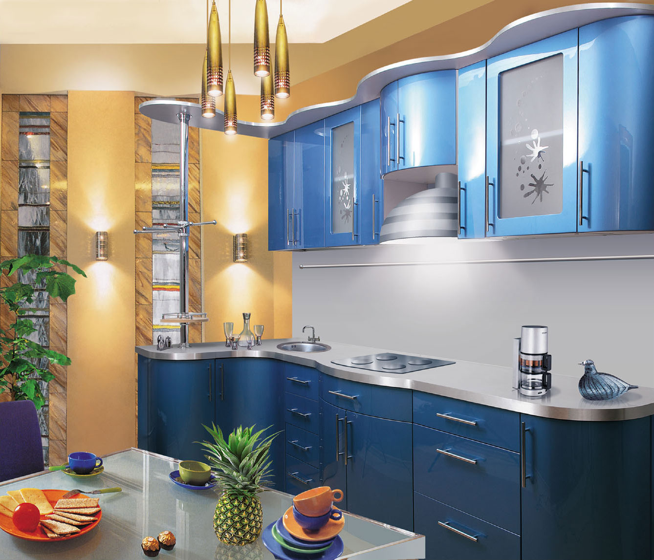 Купить кухню эмаль. Кухня Аквамарин МДФ эмаль. Синие кухни. Кухня в синем цвете. Голубые кухни.